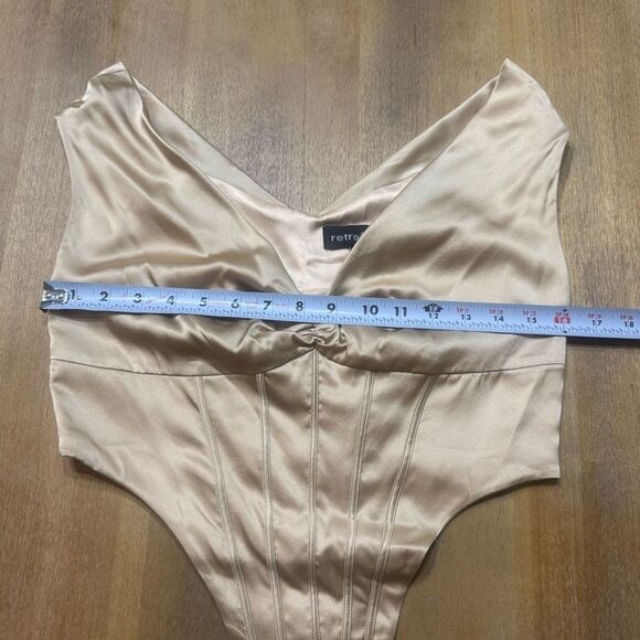 Retrofete Rozik Silk Corset Bodysuit Medium Gathered Bust Boning NWT $325 - Picture 4 of 16